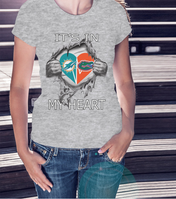 It's In My Heart Dolphins Gators Heart T-Shirt
