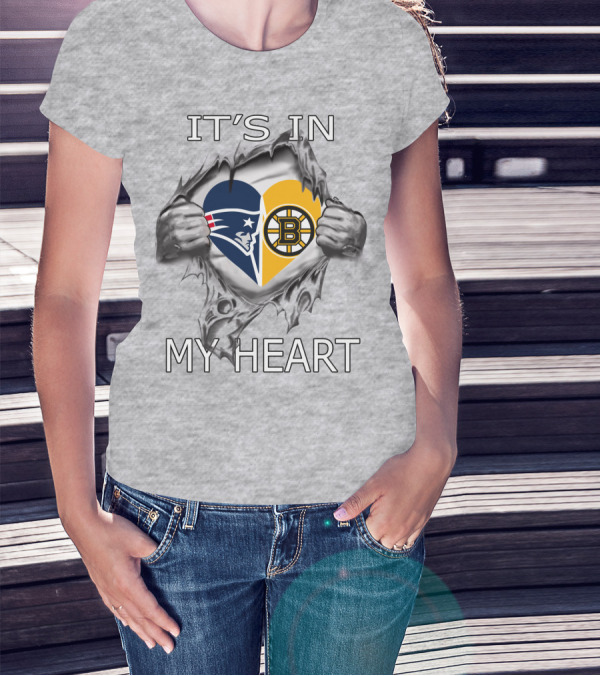 Patriots Bruins Heart Logos It's In My Heart T-Shirt