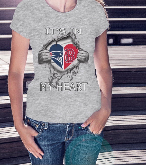 Patriots Red Sox Heart It's In My Heart T-Shirt