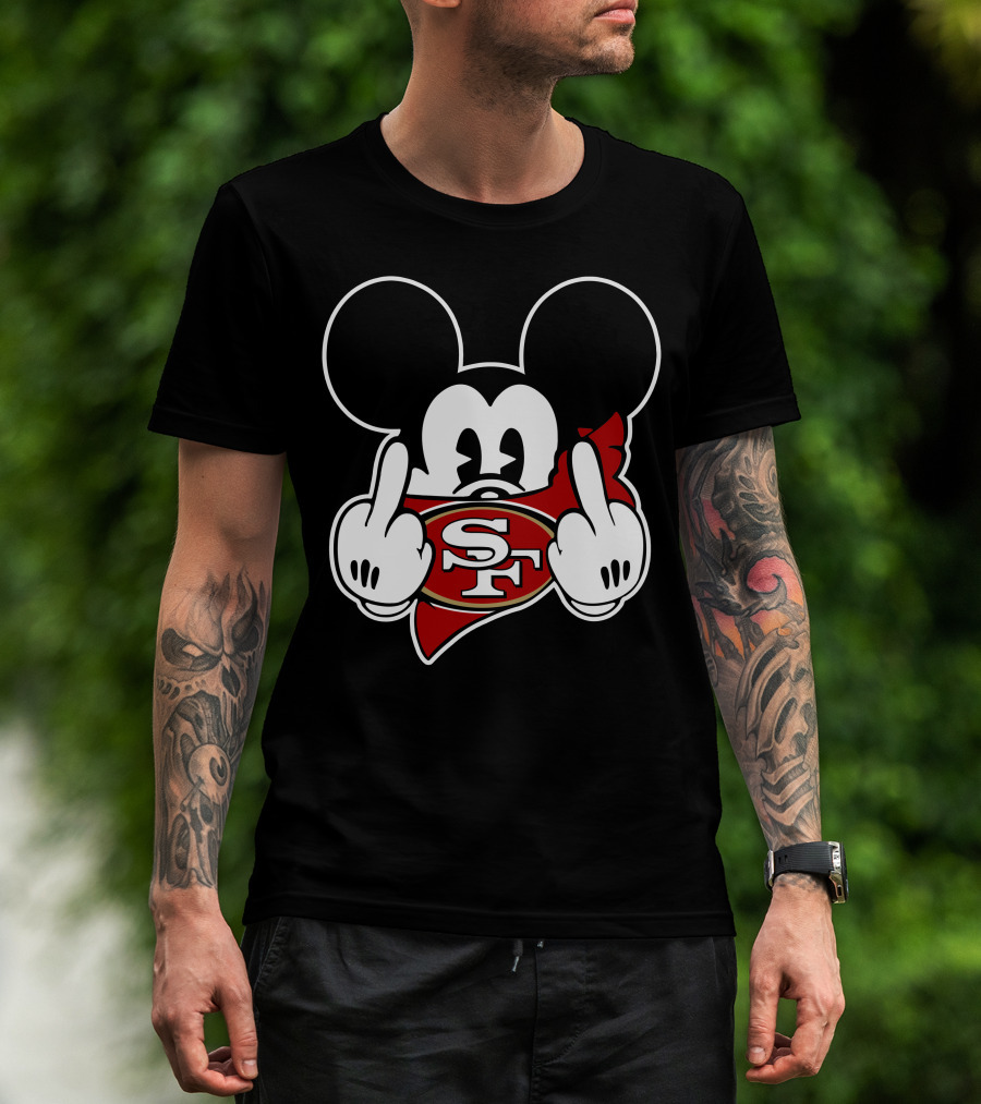 49ers Mickey Sf Logo Middle Finger T-Shirt