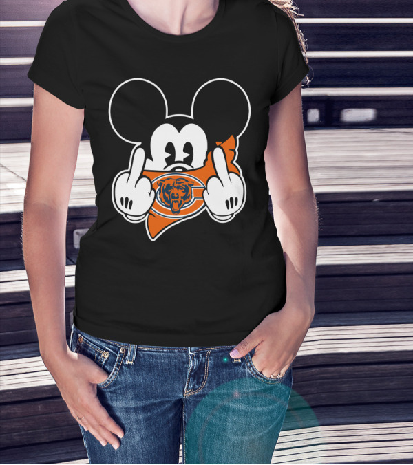 Bears Mickey Chicago Bears Symbol And Gesture T-Shirt