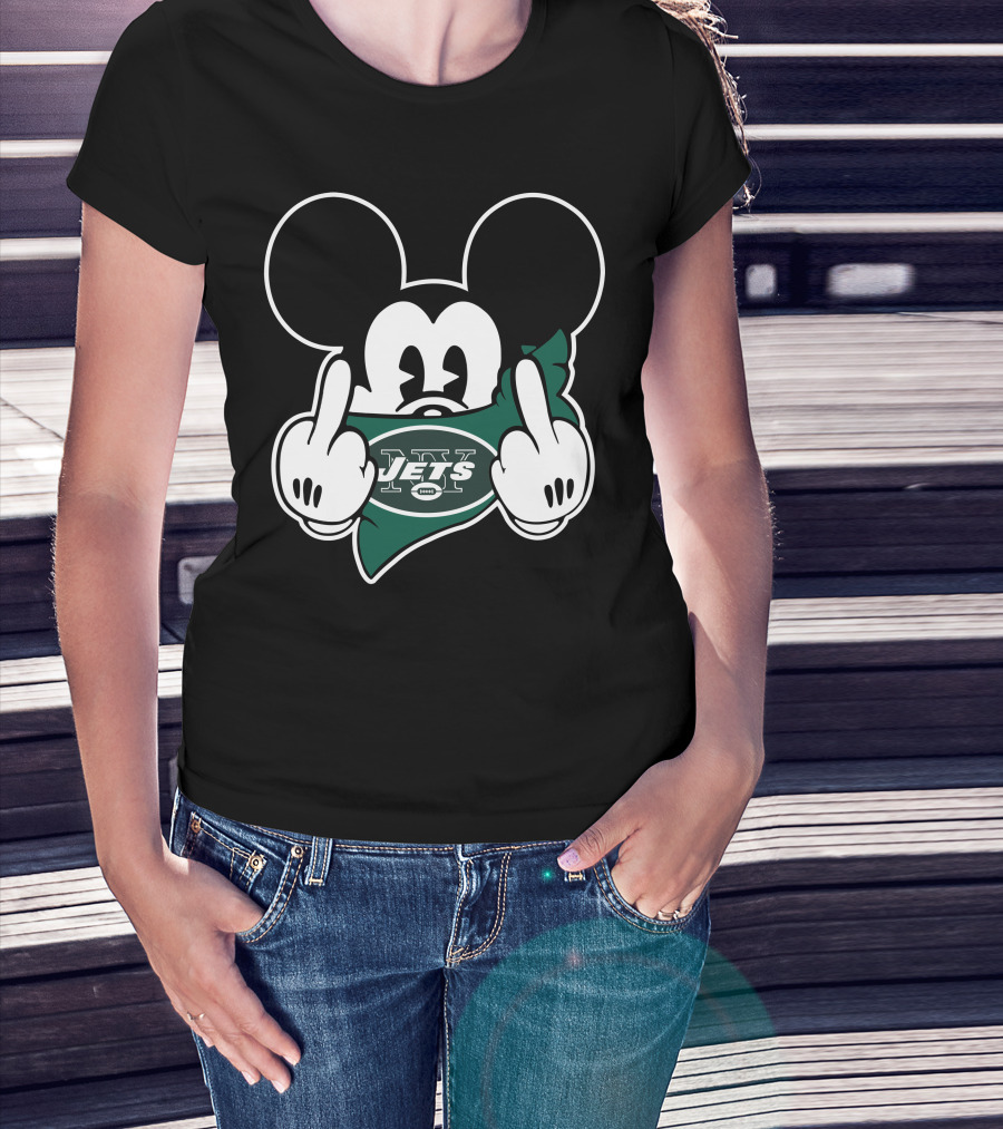 Jets Mickey Mouse Middle Finger T-Shirt