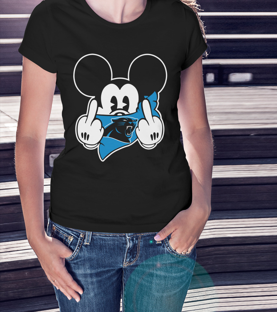 Panthers Mickey Mouse Middle Finger Gesture T-Shirt