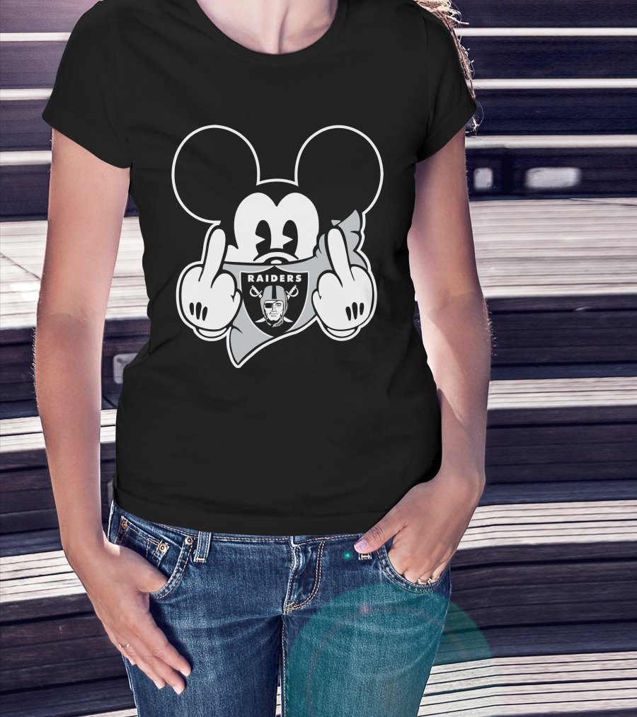 Raiders Mickey Mouse Middle Finger Gesture T-Shirt
