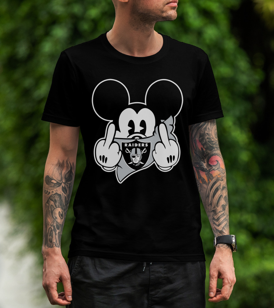Raiders Mickey Mouse Middle Finger Gesture T-Shirt