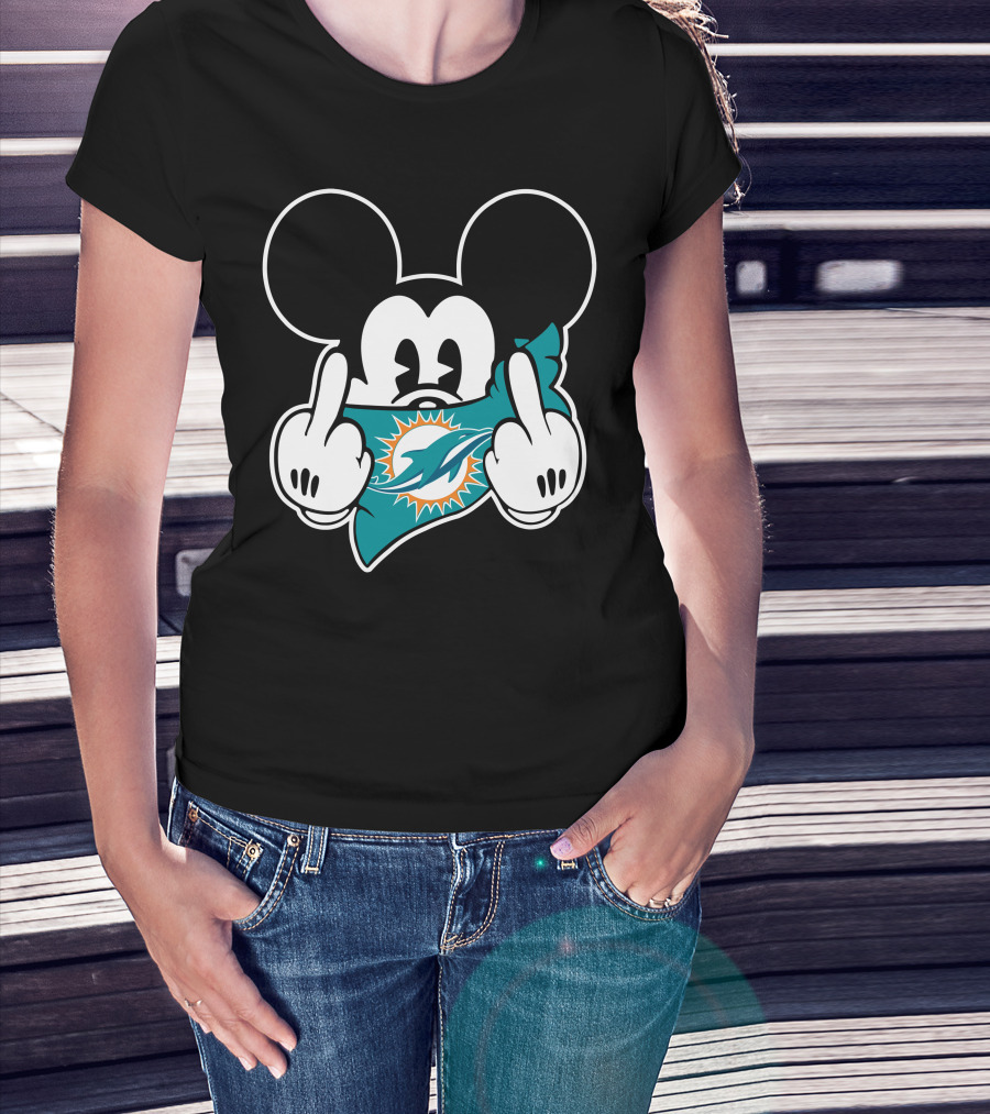 Mickey Mouse Dolphins Fanatic Bold Gesture Soccer Team Spirit Display T-Shirt