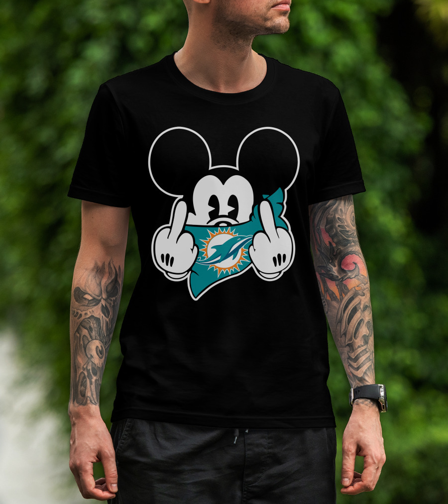 Mickey Mouse Dolphins Fanatic Bold Gesture Soccer Team Spirit Display T-Shirt