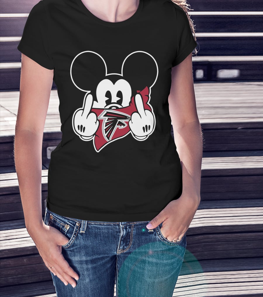 Falcons Mickey Mouse Hands Middle Finger Gesture T-Shirt
