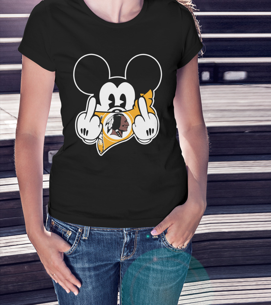 Redskins Mickey Mouse Middle Finger Gesture T-Shirt