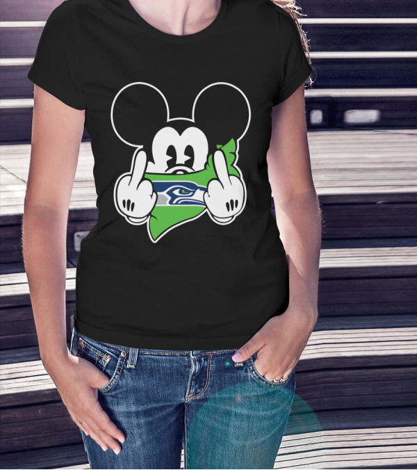 Seahawks Mickey Mouse Middle Finger T-Shirt