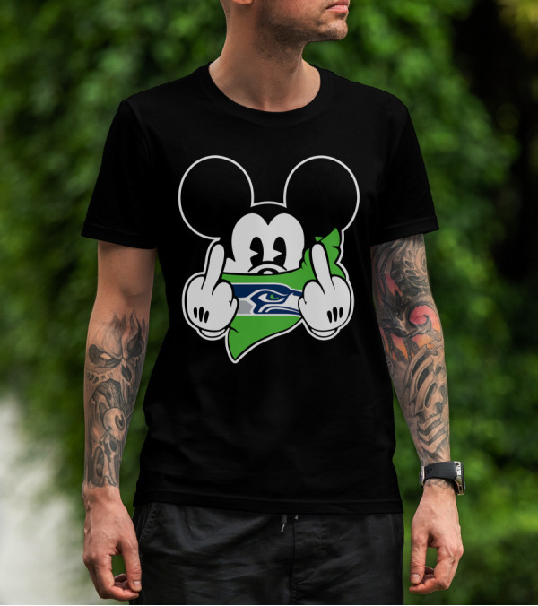Seahawks Mickey Mouse Middle Finger T-Shirt