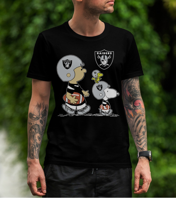 Raiders Snoopy Charlie Brown Woodstock Football T-Shirt