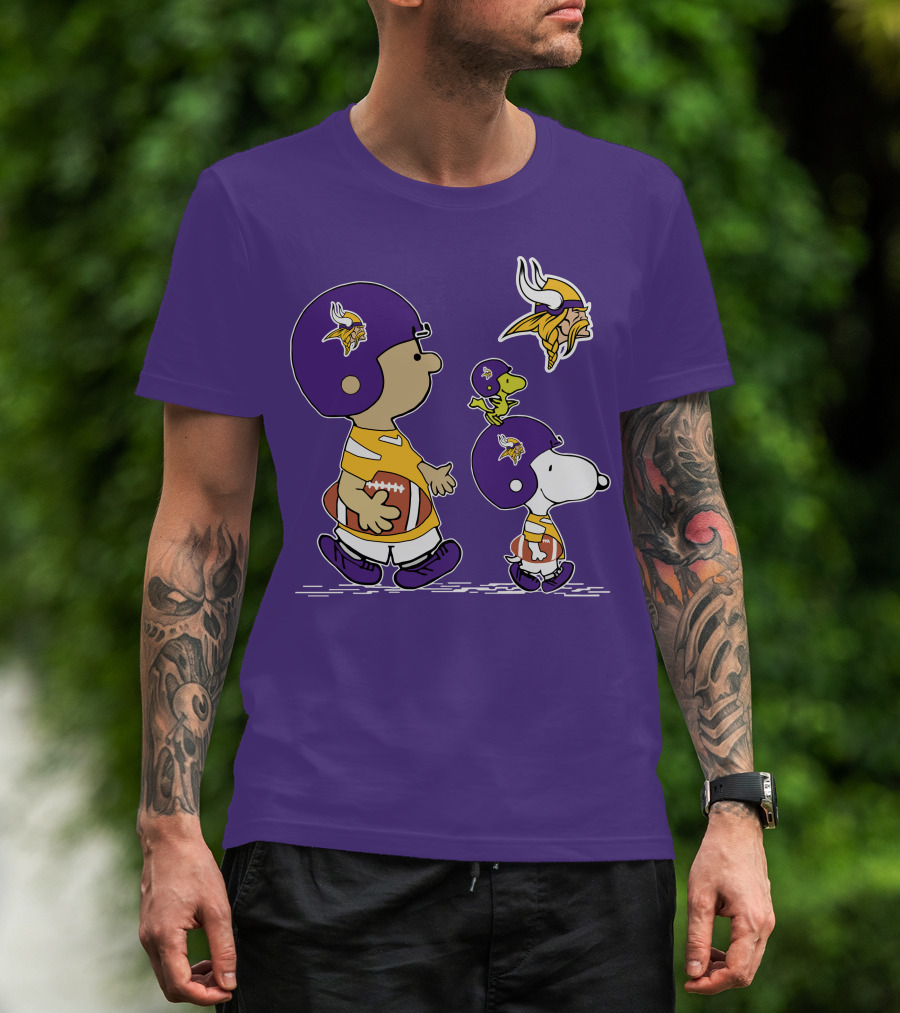 Vikings Snoopy And Woodstock Football Team Fans T-Shirt