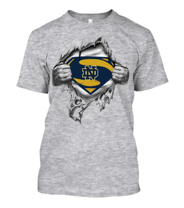 Notre Dame ND Superman Shield Under Ripped T-Shirt
