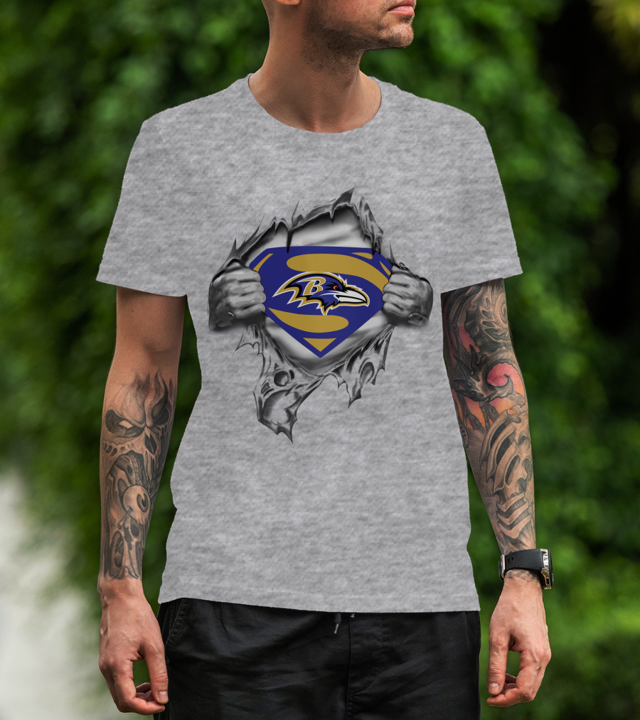 Ravens Logo Superman Shield T-Shirt