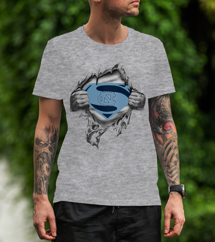 Unc Tar Heels Superman Logo Rip Jersey T-Shirt