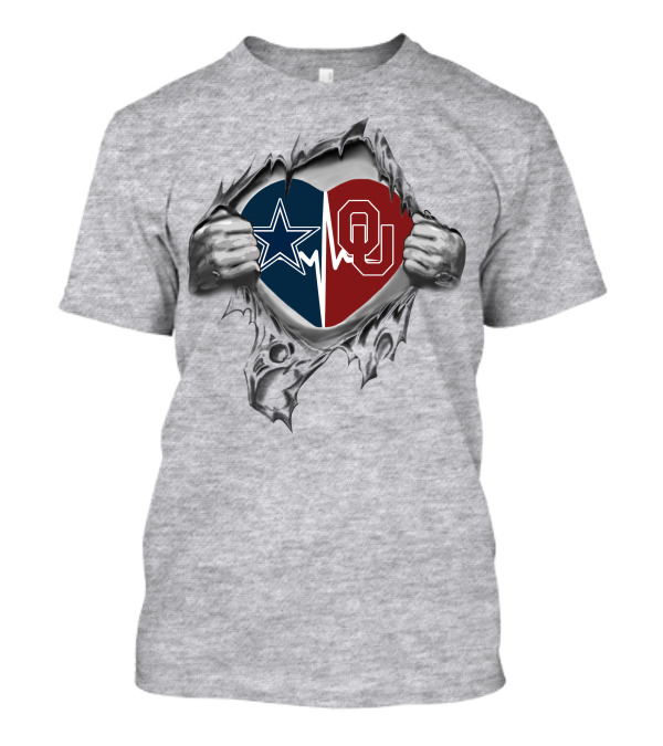 48 Front Cowboys Sooners Heart Dallas Oklahoma Football Passion T-Shirt