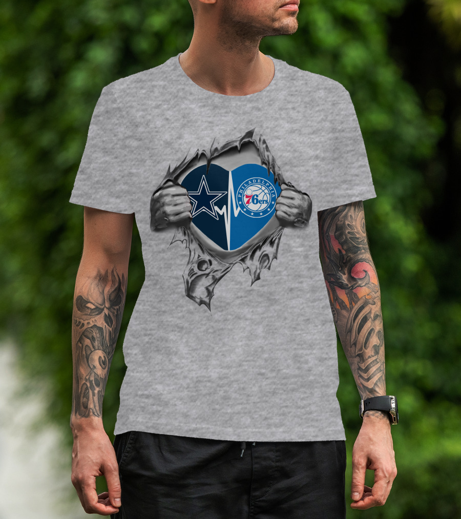 Cowboys 76ers It's In My Heart Dallas Philadelphia Logos T-Shirt