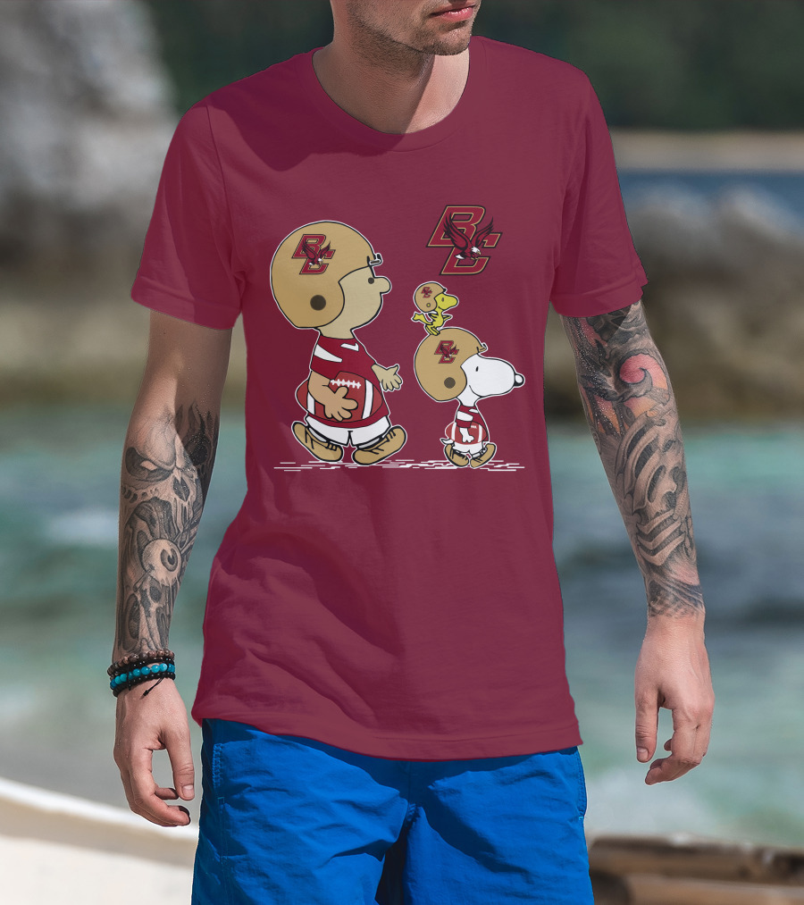 Boston College Eagles Snoopy Football BC T-Shirt