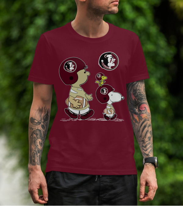 FSU Seminoles Snoopy And Woodstock Football Helmet T-Shirt