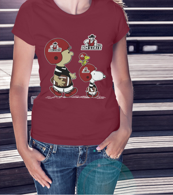 NM State Snoopy Football Helmet Peanuts Characters T-Shirt
