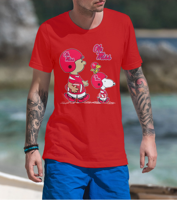 Ole Miss Snoopy Football Team Helmets T-Shirt