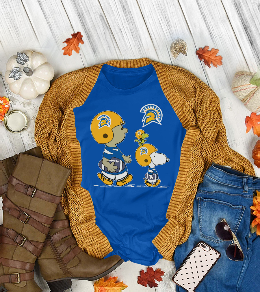 San Jose State Spartans Snoopy Football Peanuts Charlie Brown Woodstock T-Shirt