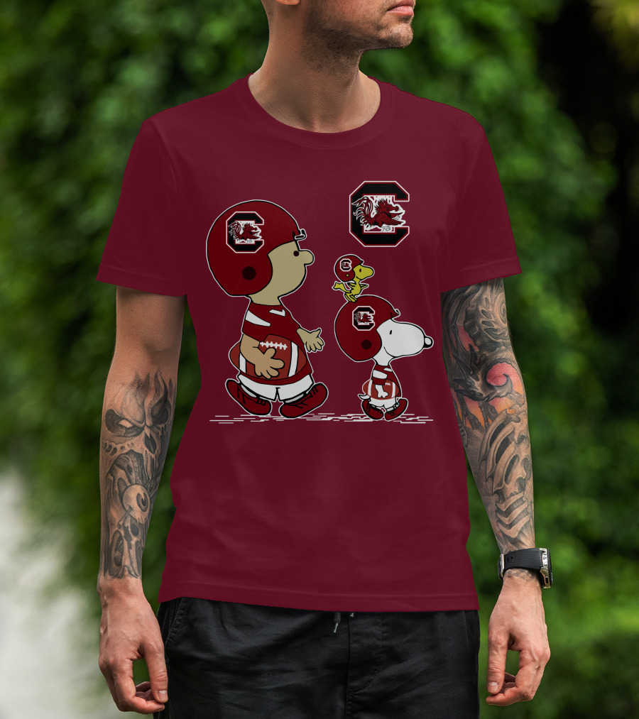 South Carolina Gamecocks Snoopy Football Peanuts Characters T-Shirt