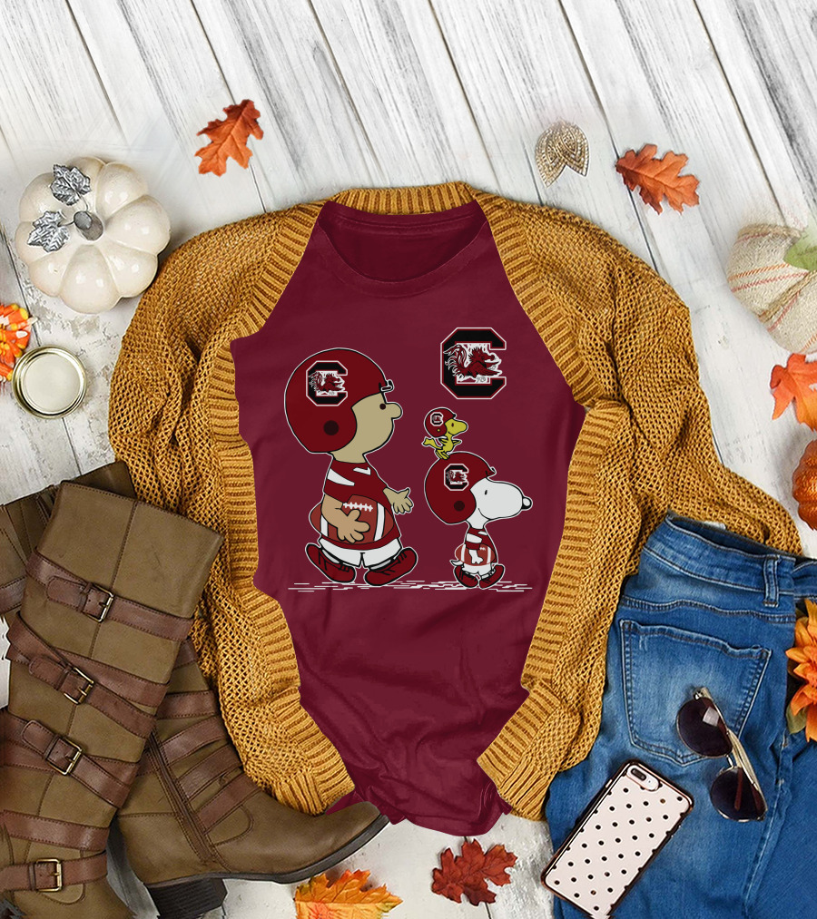 South Carolina Gamecocks Snoopy Football Peanuts Characters T-Shirt