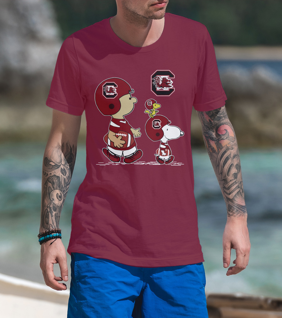 South Carolina Gamecocks Snoopy Football Peanuts Characters T-Shirt