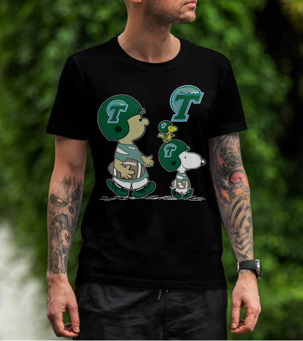 Tulane Snoopy Charlie Brown Woodstock Football T-Shirt