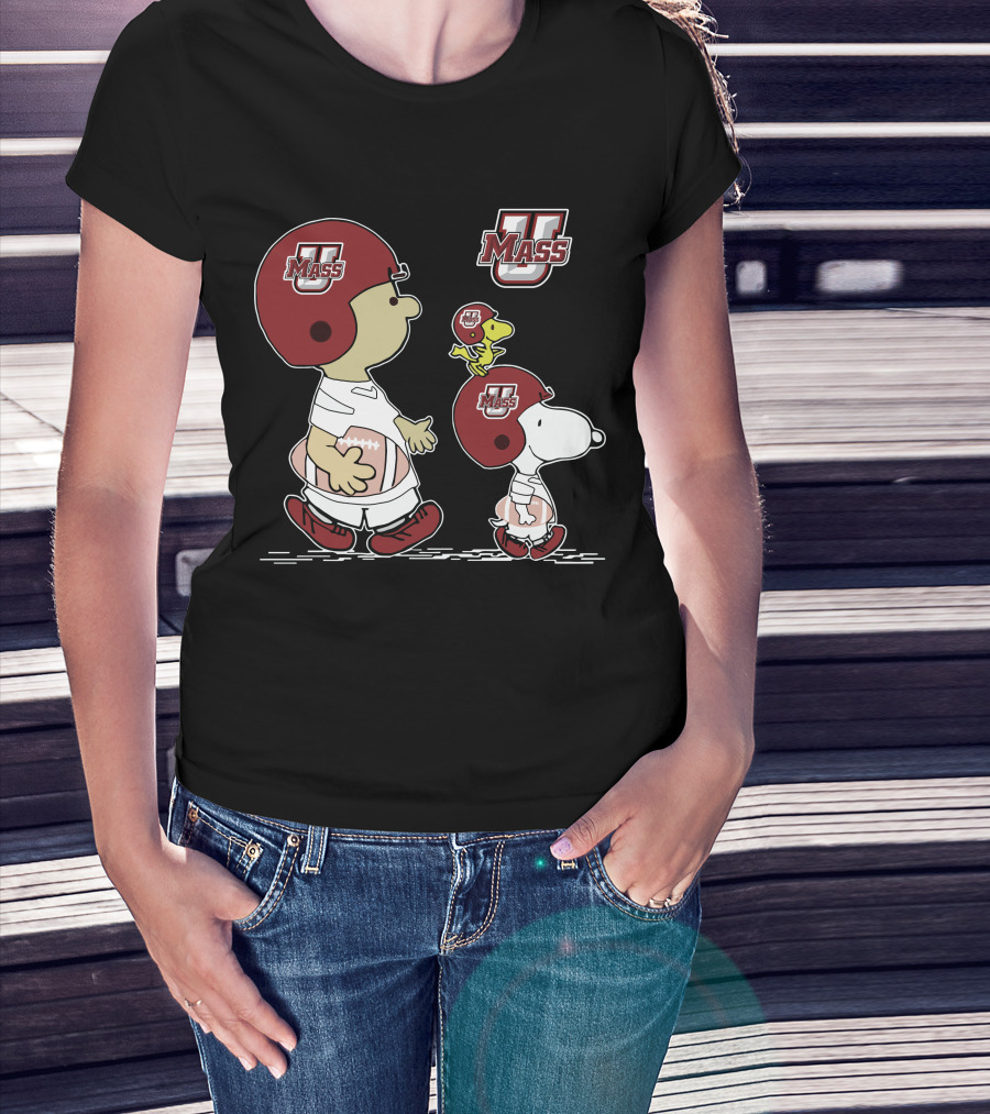 Umass Snoopy And Woodstock Peanuts Football Characters T-Shirt