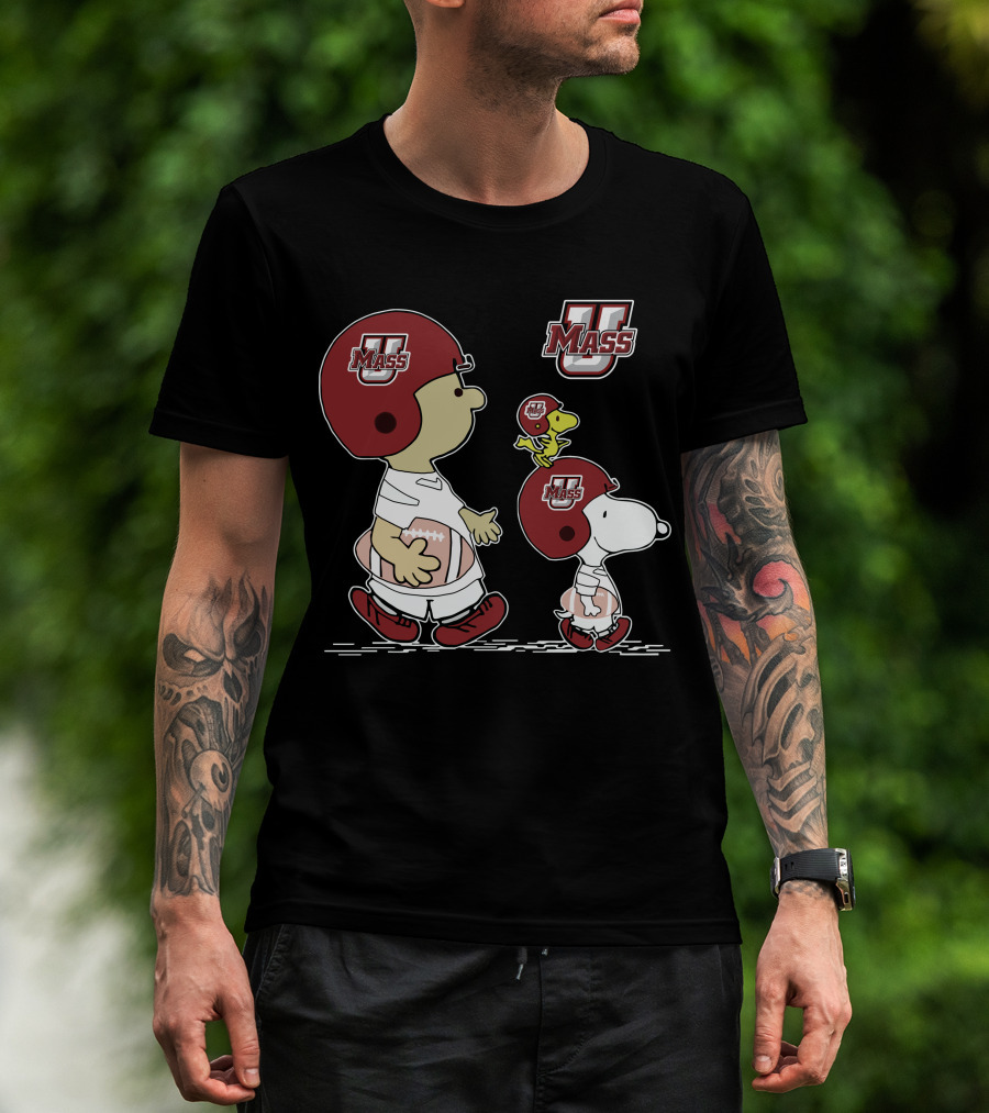 Umass Snoopy And Woodstock Peanuts Football Characters T-Shirt