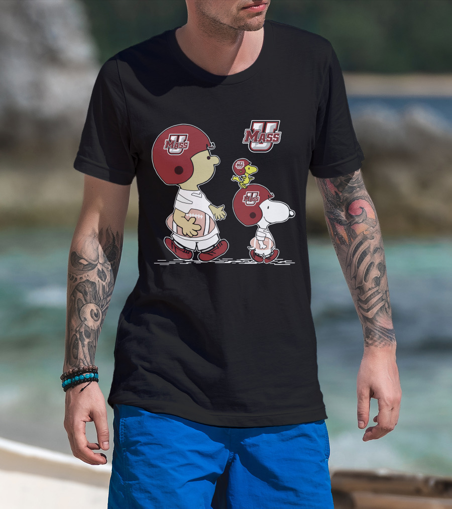 Umass Snoopy And Woodstock Peanuts Football Characters T-Shirt