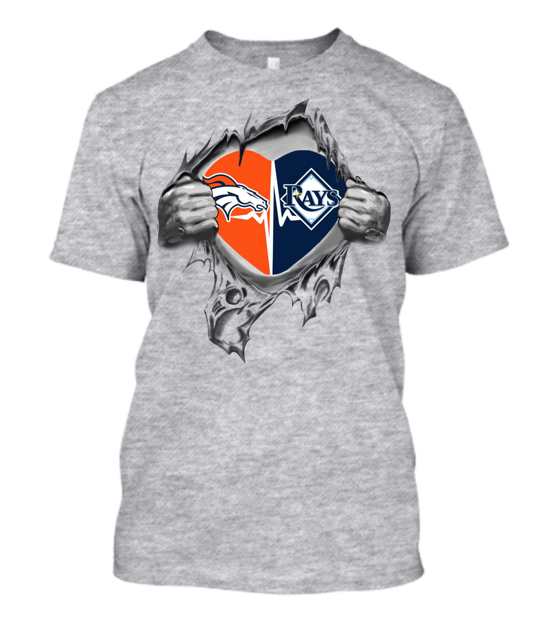 Broncos Rays Heart Design Featuring Team T-Shirt
