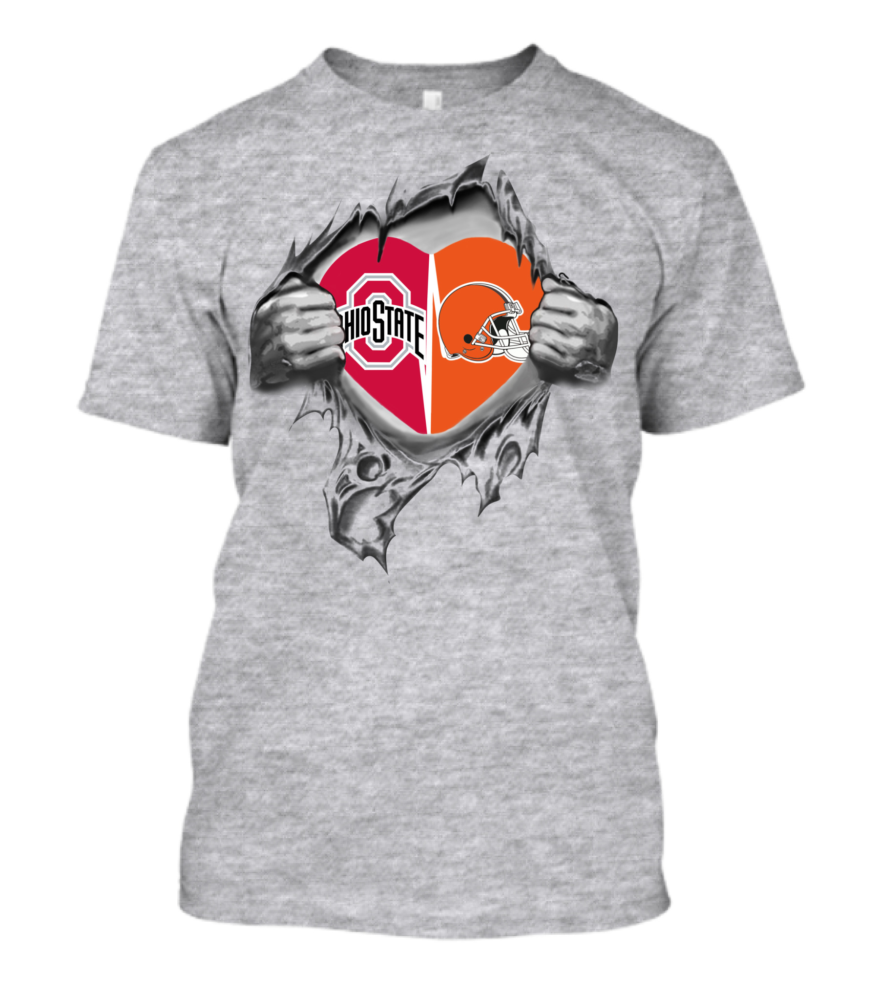 Ohio State Browns Heart Logo Fusion T-Shirt