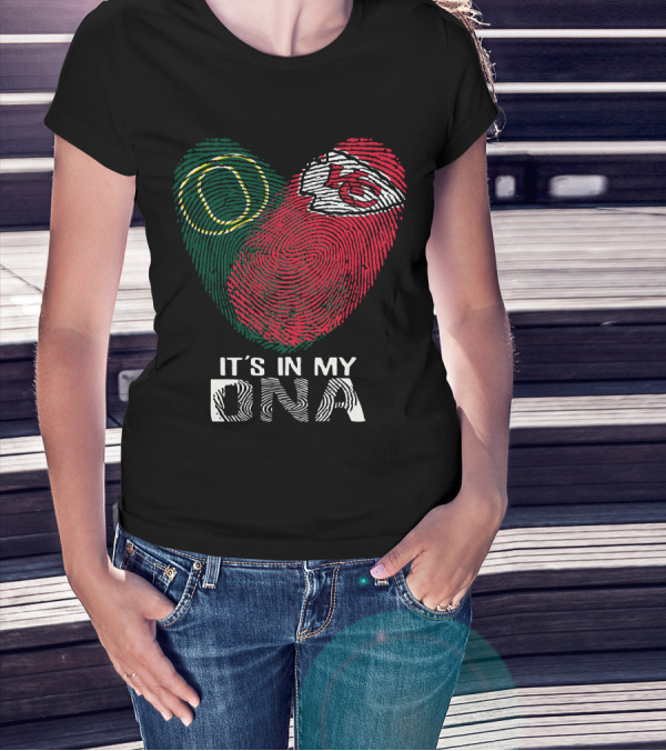Oregon Ducks Kansas City Chiefs Fingerprint It's In My DNA T-Shirt