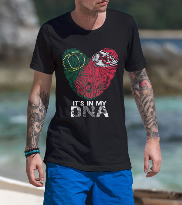 Oregon Ducks Kansas City Chiefs Fingerprint It's In My DNA T-Shirt