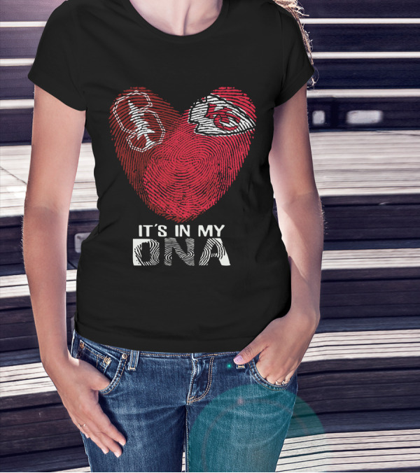It's In My DNA Cardinals Chiefs Heart Fingerprint T-Shirt