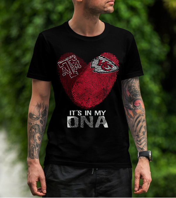 Texas A&M Aggies Chiefs It's In My DNA Fingerprint Heart T-Shirt
