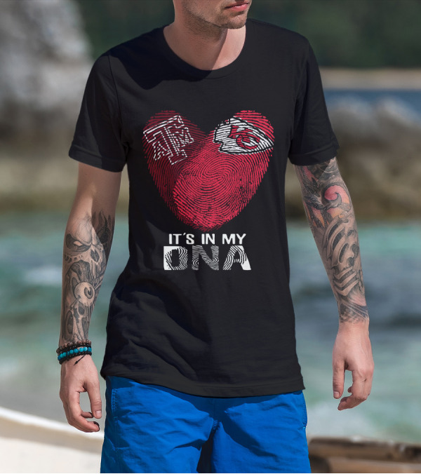 Texas A&M Aggies Chiefs It's In My DNA Fingerprint Heart T-Shirt