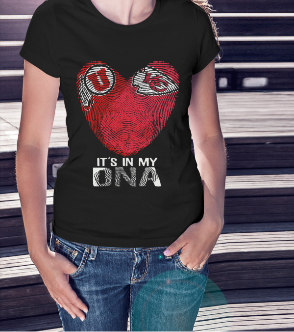 Utah Utes KC Chiefs It's In My DNA Fingerprint Heart T-Shirt