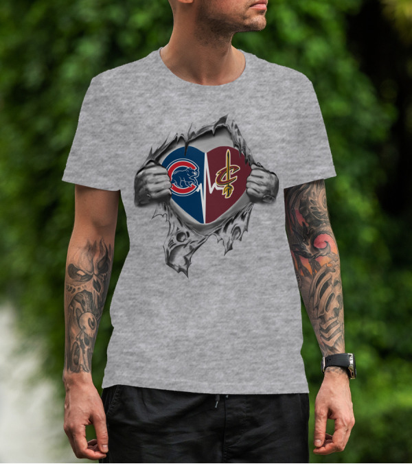 Cubs Cleveland Cavaliers Heartbeat Passion T-Shirt