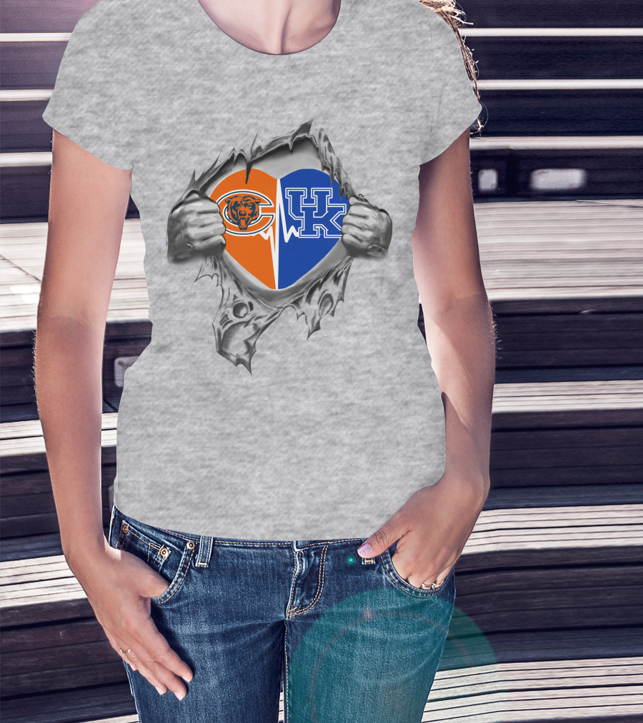 Bears Uk Wildcats Heart Chicago Kentucky Football Basketball Passion T-Shirt