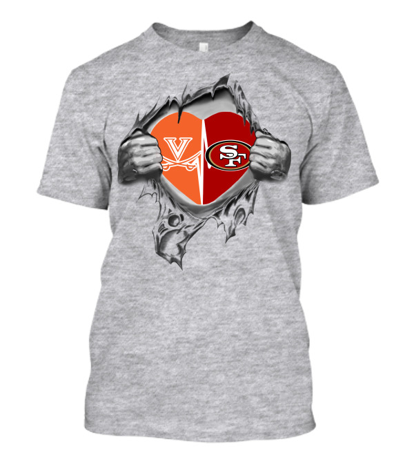 Virginia Cavaliers San Francisco 49ers Heart T-Shirt