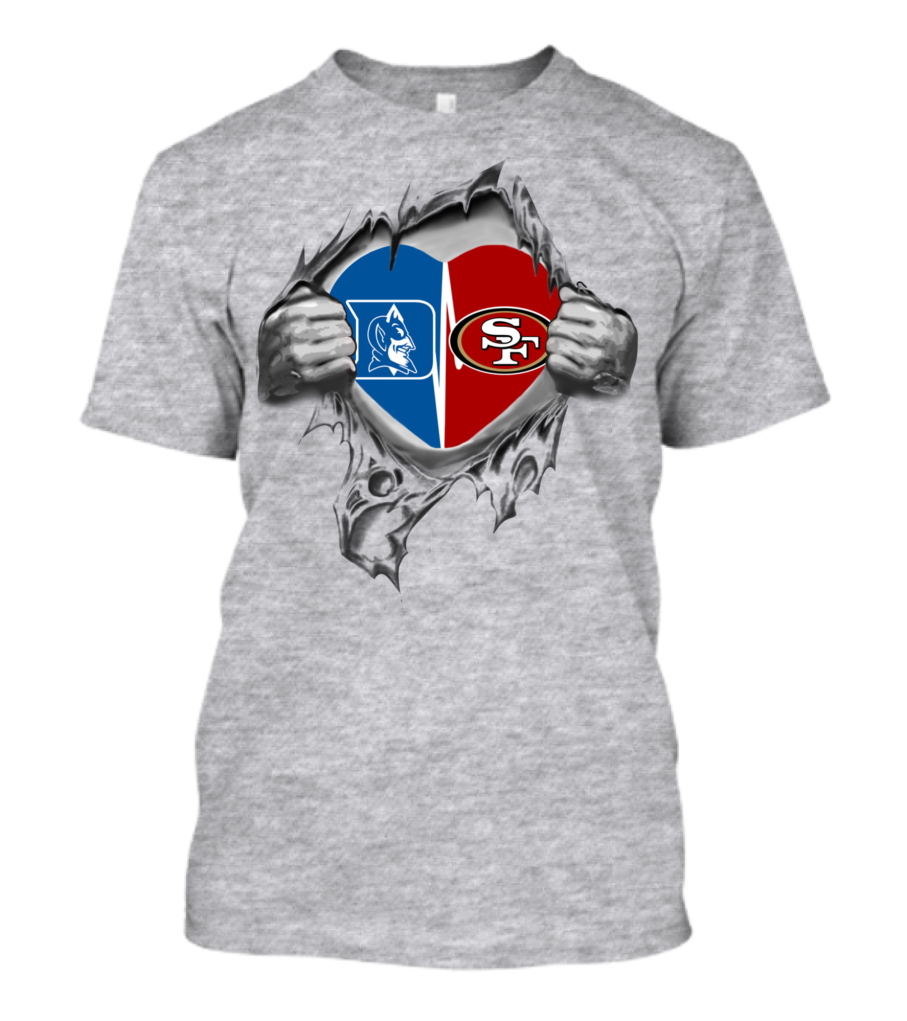 Duke Blue Devils San Francisco 49ers Split Heart T-Shirt