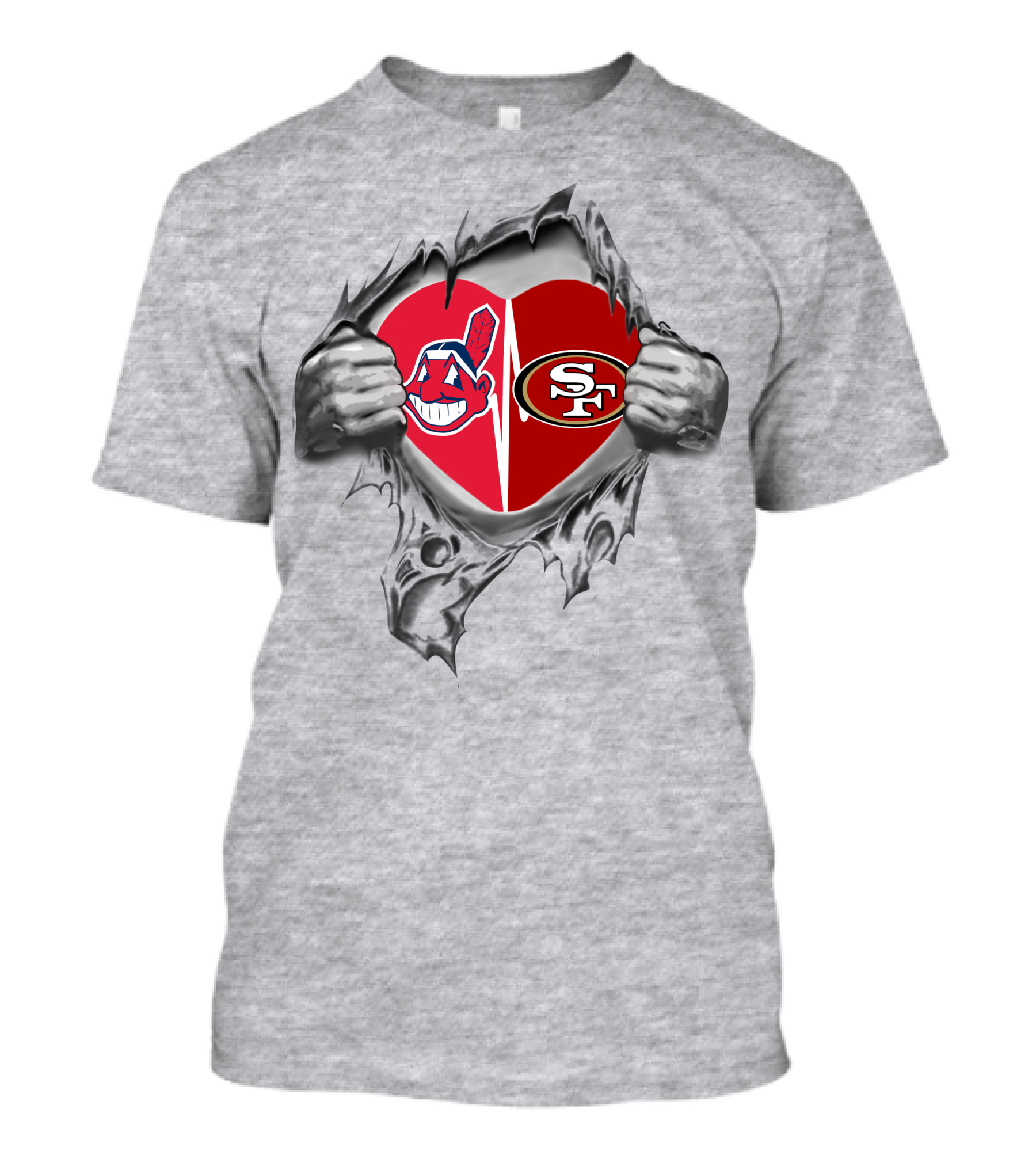 49ers Indians Heart Logo Fusion T-Shirt