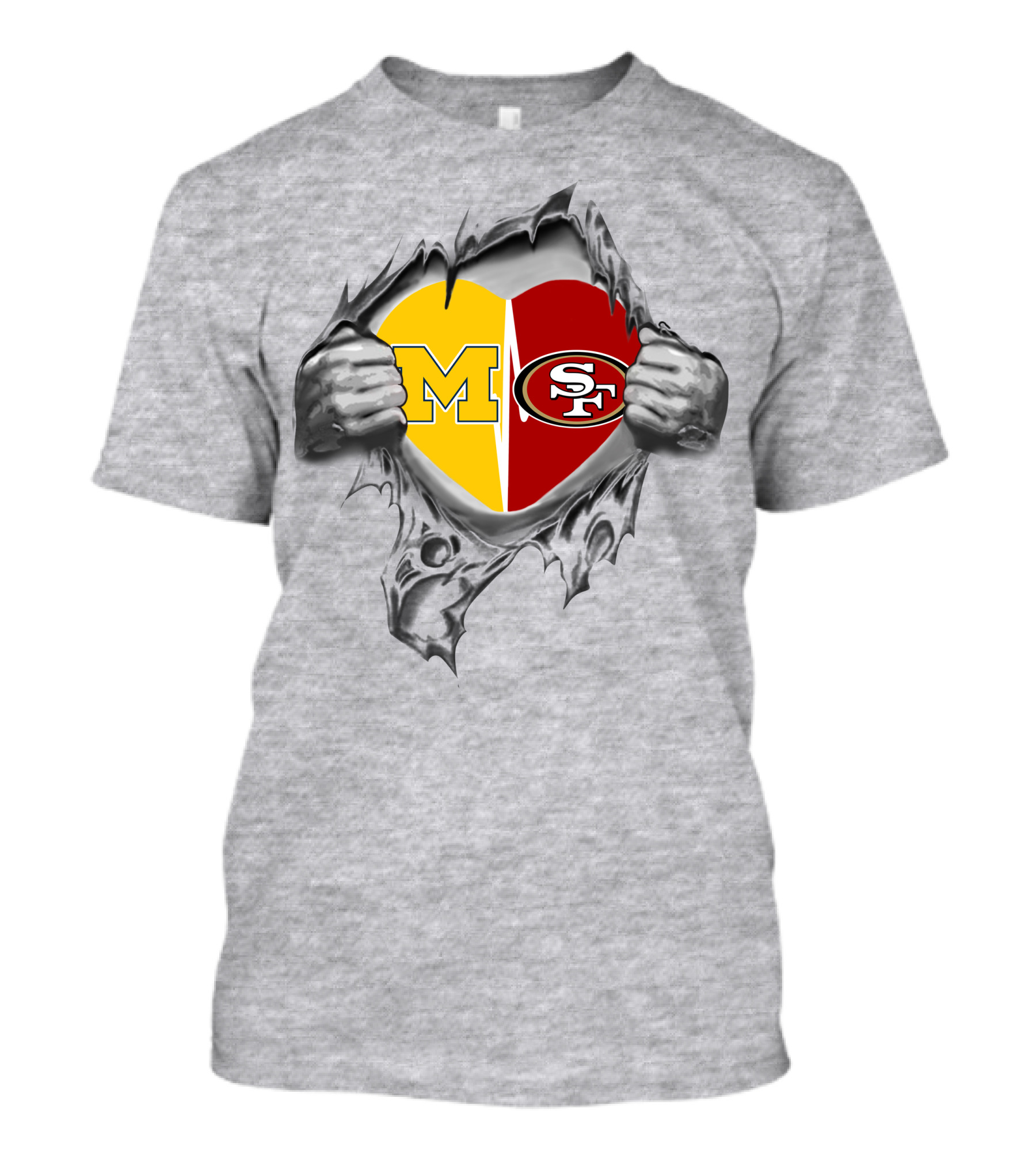 M Heart Sf 49ers Michigan Dual Fan Allegiance T-Shirt