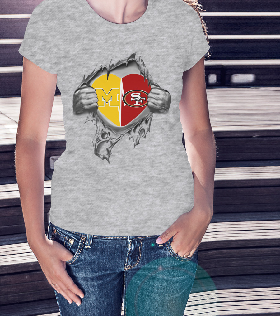M Heart Sf 49ers Michigan Dual Fan Allegiance T-Shirt