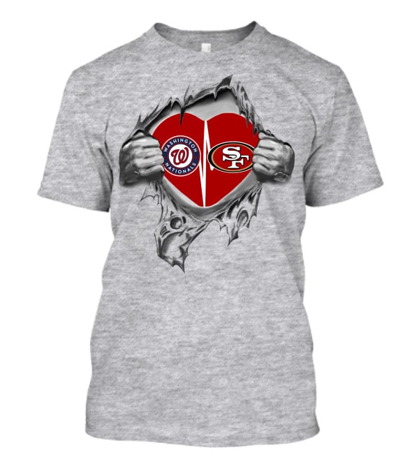 Washington Nationals San Francisco 49ers Heart Dual T-Shirt